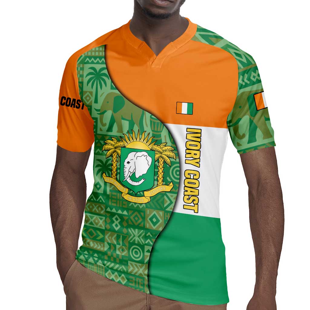 Ivory Coast Rugby Jersey Elephant Crest and Tribal Pattern - African Pride