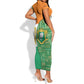 Ivory Coast Short Sleeve Bodycon Dress Elephant Crest and Tribal Pattern - African Pride