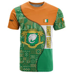 Ivory Coast T shirt Elephant Crest and Tribal Pattern - African Pride