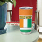 Ivory Coast Tumbler Cup Elephant Crest and Tribal Pattern - African Pride