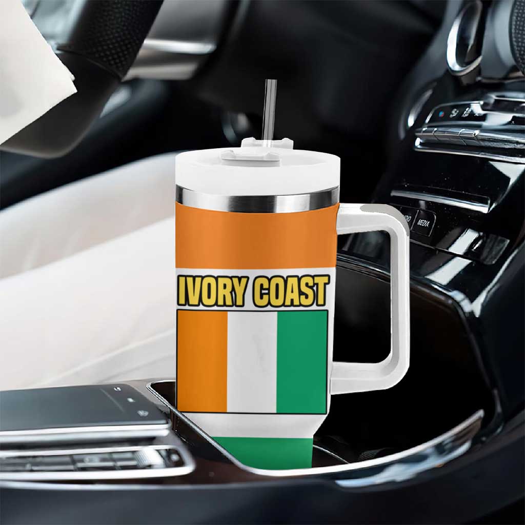 Ivory Coast Tumbler With Handle Elephant Crest and Tribal Pattern - African Pride
