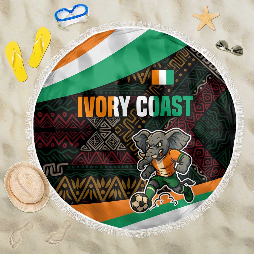 Ivory Coast Elephants Football Beach Blanket Soccer with Tribal Pattern - African Pride