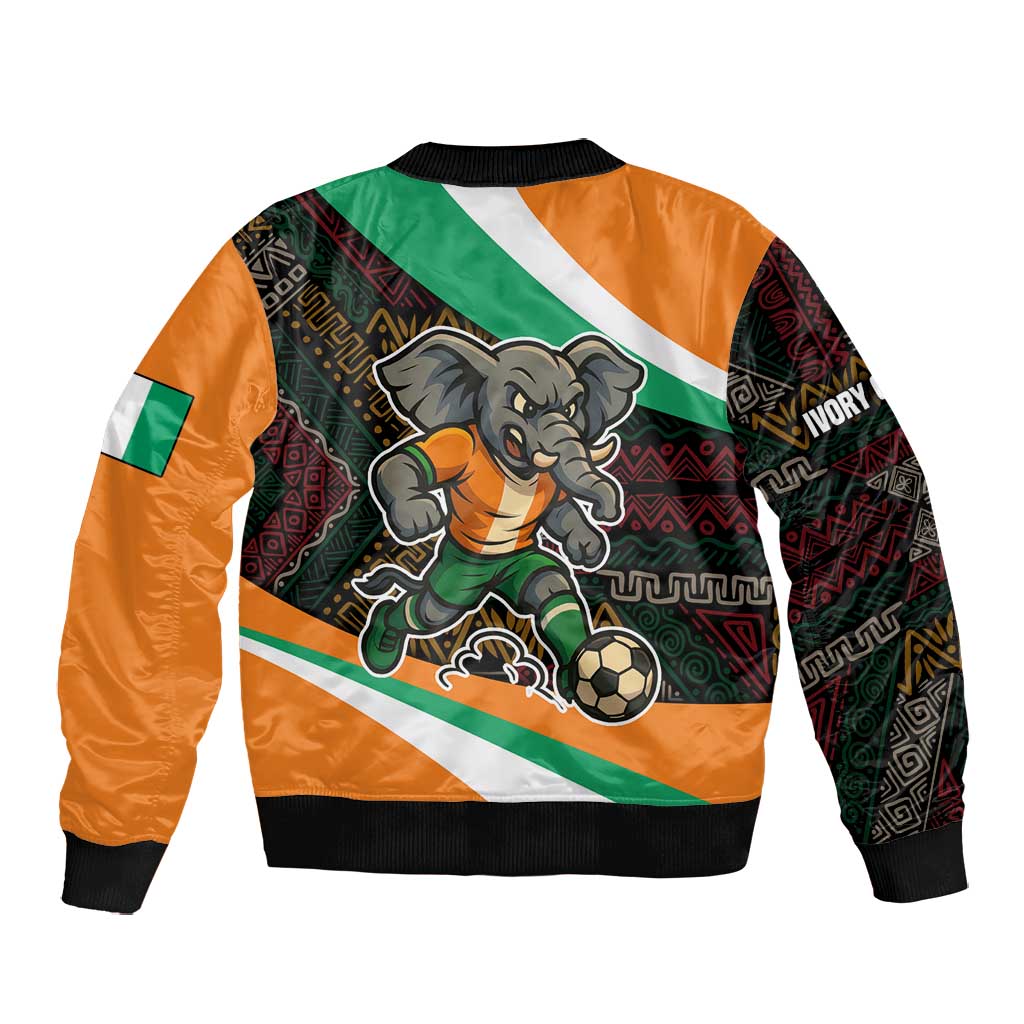 Ivory Coast Elephants Football Bomber Jacket Soccer with Tribal Pattern - African Pride