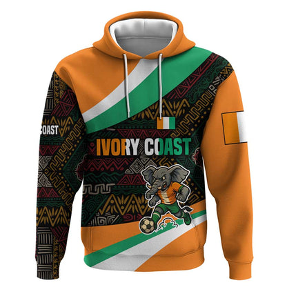 Ivory Coast Elephants Football Hoodie Soccer with Tribal Pattern - African Pride