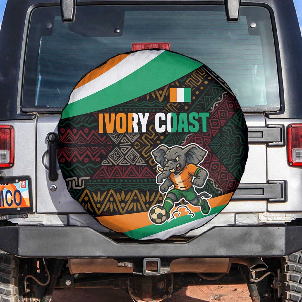 Ivory Coast Elephants Football Spare Tire Cover Soccer with Tribal Pattern - African Pride
