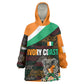 Ivory Coast Elephants Football Wearable Blanket Hoodie Soccer with Tribal Pattern - African Pride