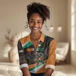Ivory Coast Elephants Football Women Casual Shirt Soccer with Tribal Pattern - African Pride