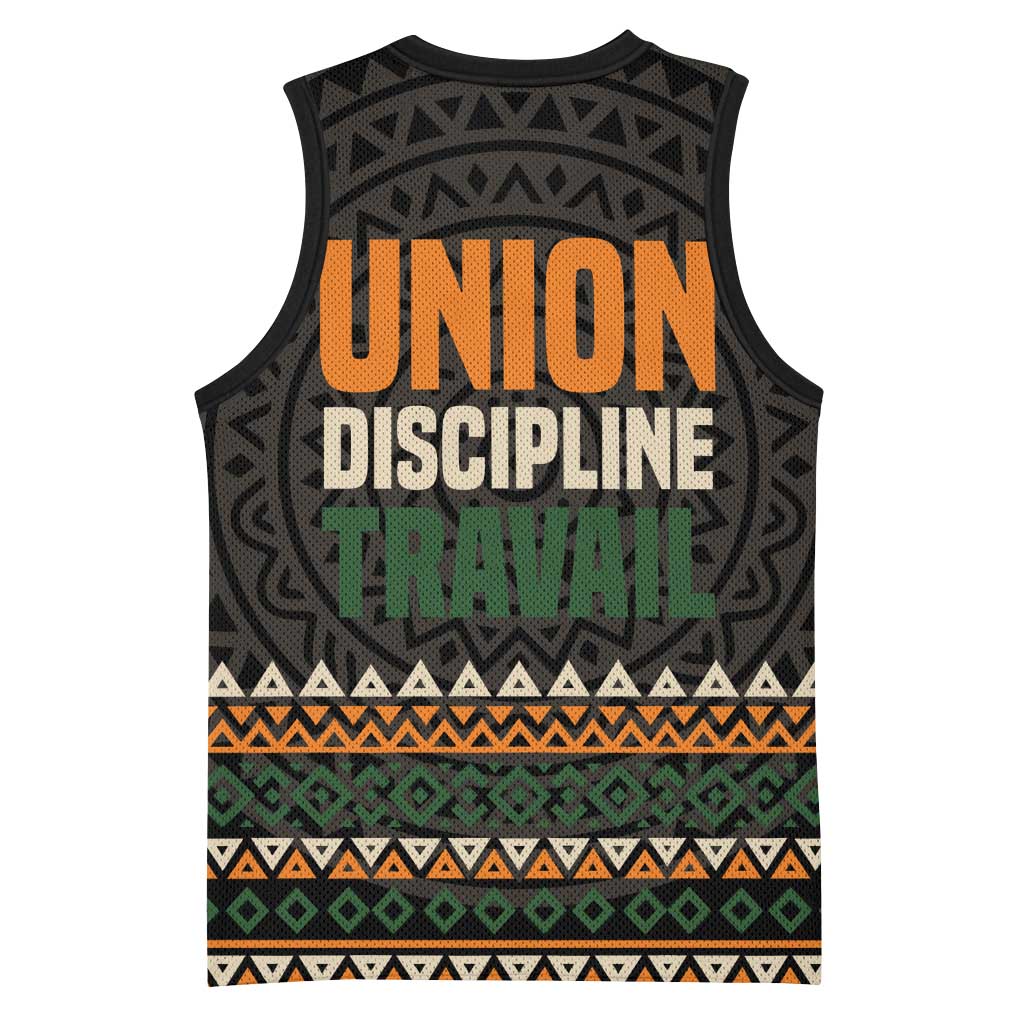Ivory Coast African Pattern Basketball Jersey Ethnic Geometric and National Motto TS04