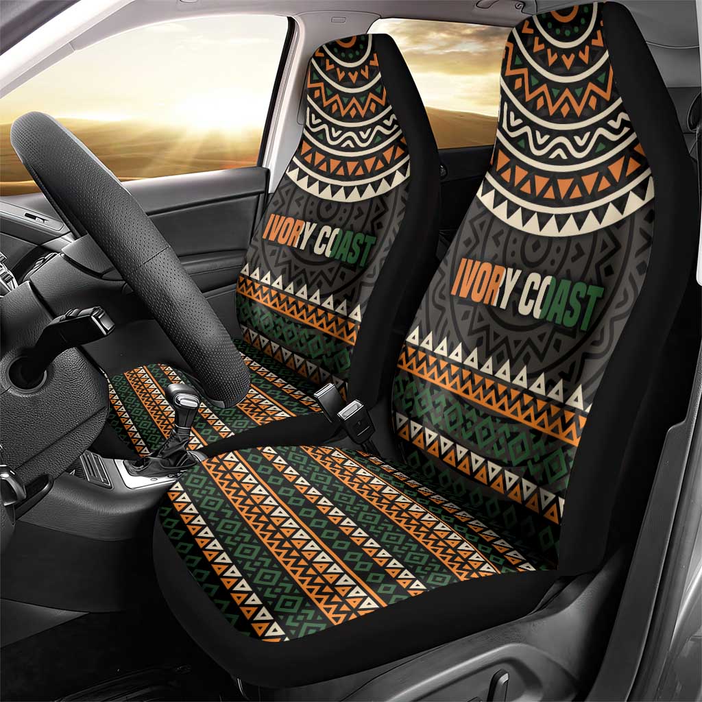 Ivory Coast African Pattern Car Seat Cover Ethnic Geometric and National Motto - African Pride