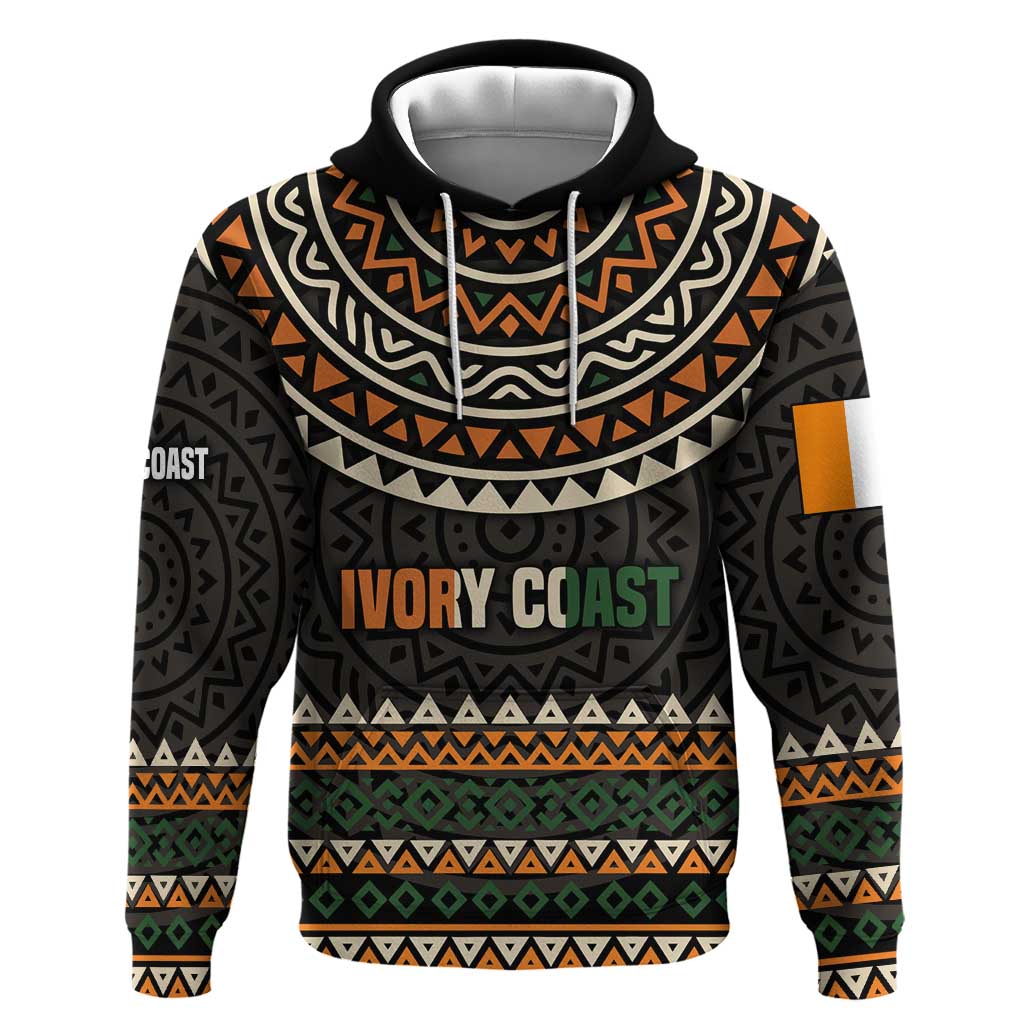 Ivory Coast African Pattern Hoodie Ethnic Geometric and National Motto - African Pride
