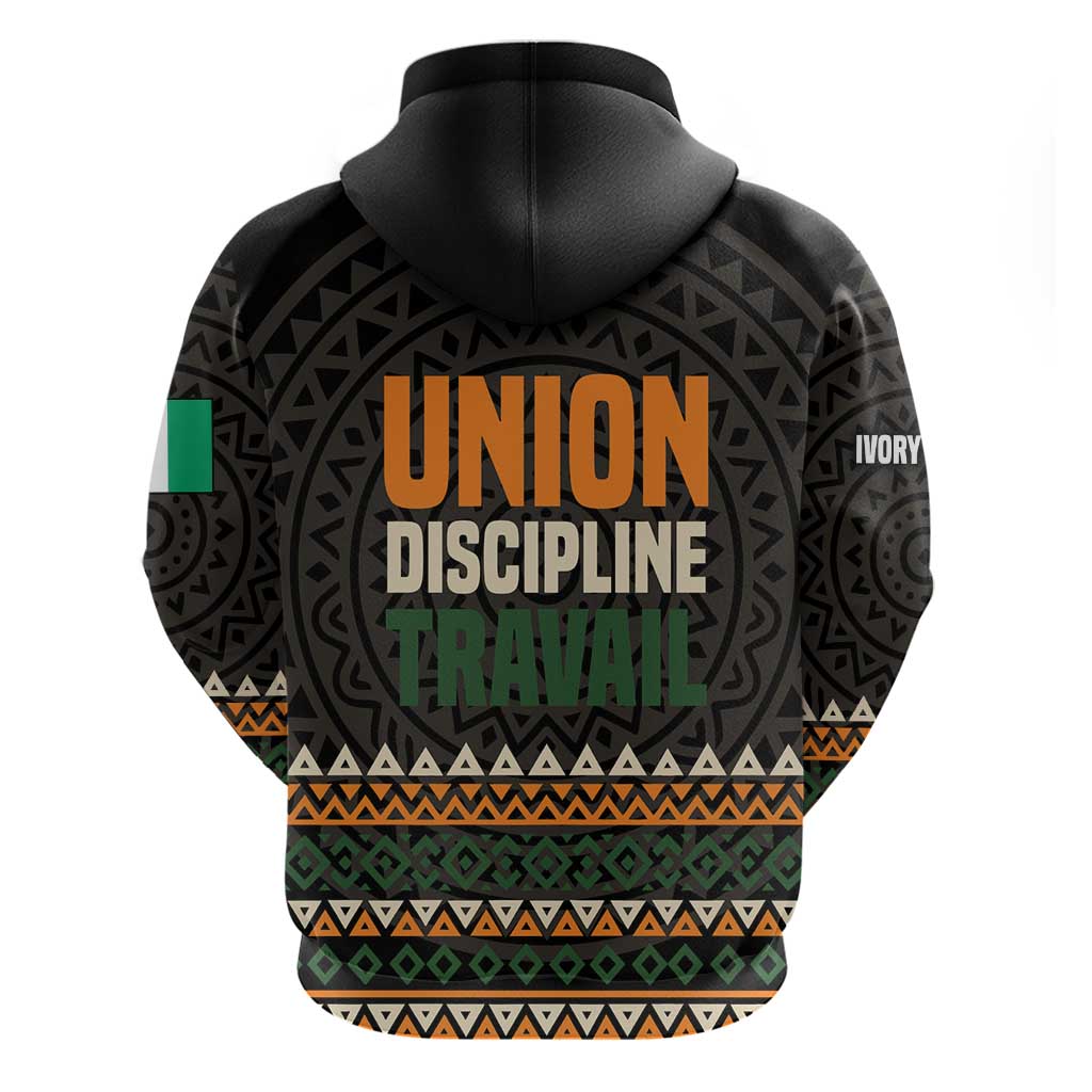 Ivory Coast African Pattern Hoodie Ethnic Geometric and National Motto - African Pride