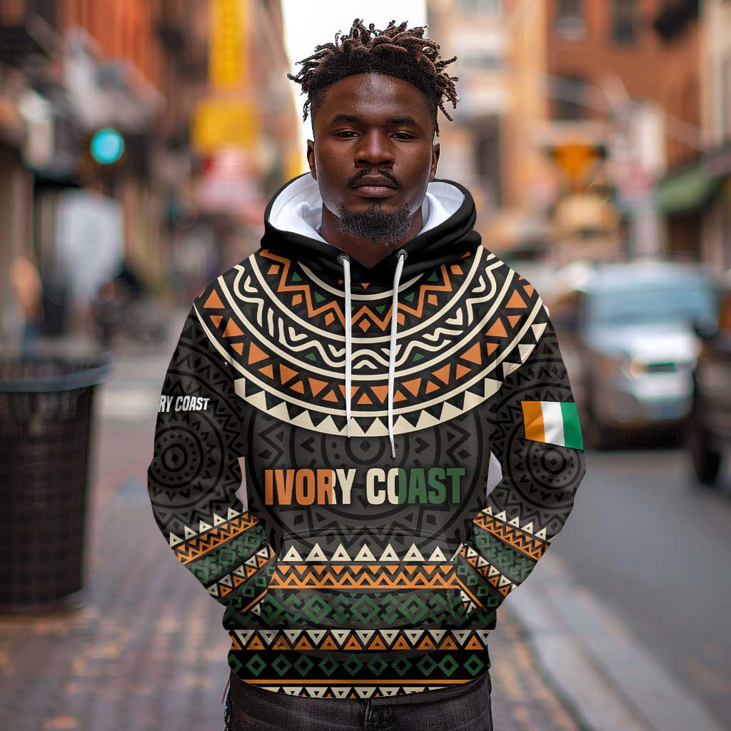 Ivory Coast African Pattern Hoodie Ethnic Geometric and National Motto - African Pride