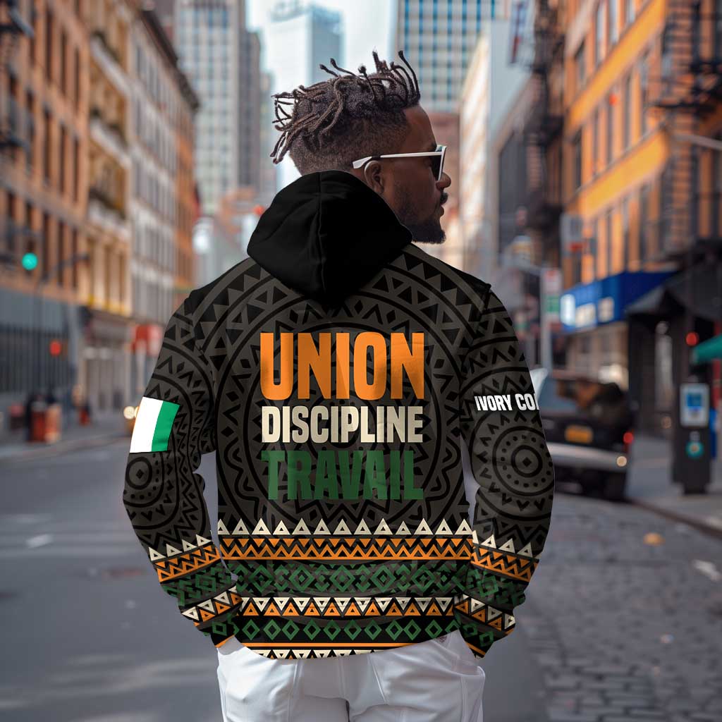Ivory Coast African Pattern Hoodie Ethnic Geometric and National Motto - African Pride