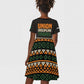 Ivory Coast African Pattern Kid Short Sleeve Dress Ethnic Geometric and National Motto - African Pride