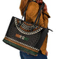 Ivory Coast African Pattern Leather Tote Bag Ethnic Geometric and National Motto - African Pride