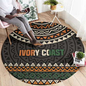 Ivory Coast African Pattern Round Carpet Ethnic Geometric and National Motto - African Pride