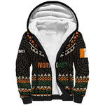 Ivory Coast African Pattern Sherpa Hoodie Ethnic Geometric and National Motto - African Pride