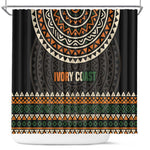 Ivory Coast African Pattern Shower Curtain Ethnic Geometric and National Motto - African Pride
