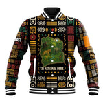 Ivory Coast Baseball Jacket Tai National Park Wildlife Map - African Pride