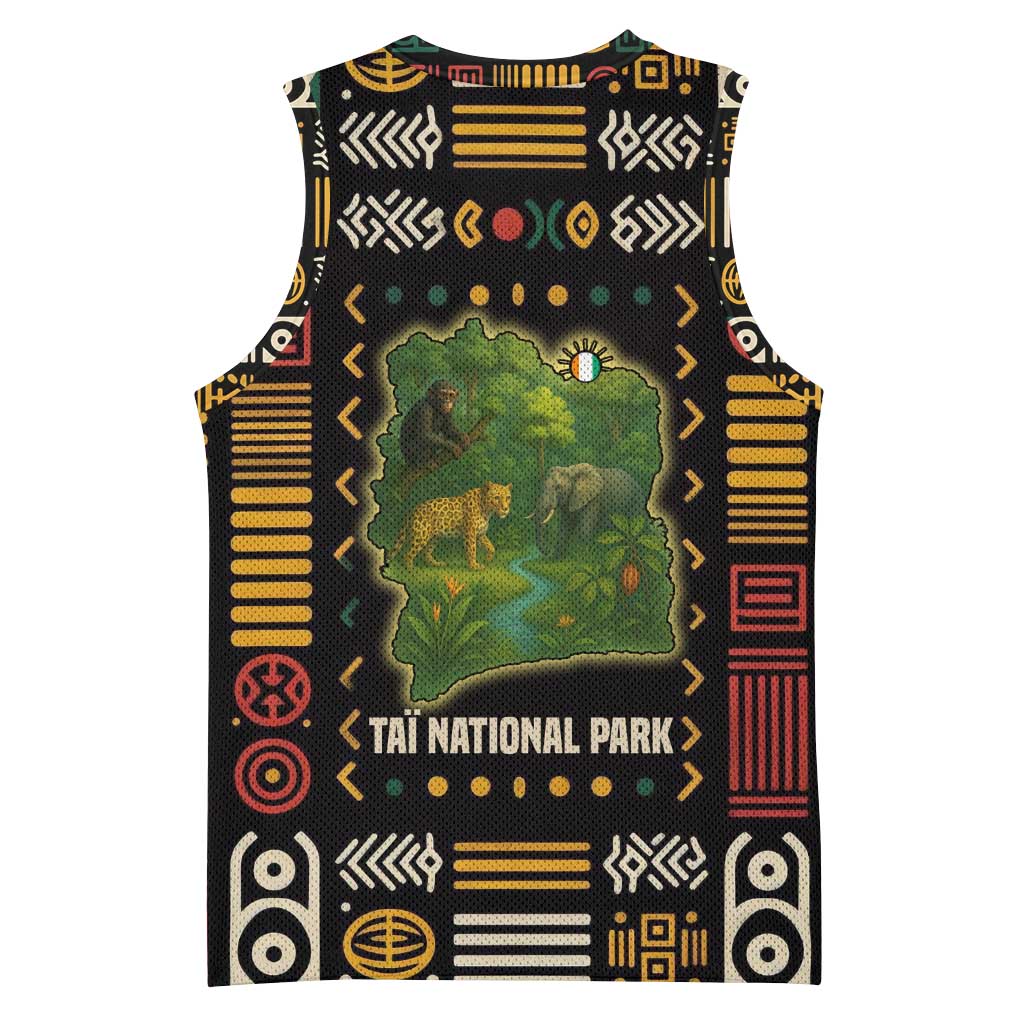 Ivory Coast Basketball Jersey Tai National Park Wildlife Map TS04