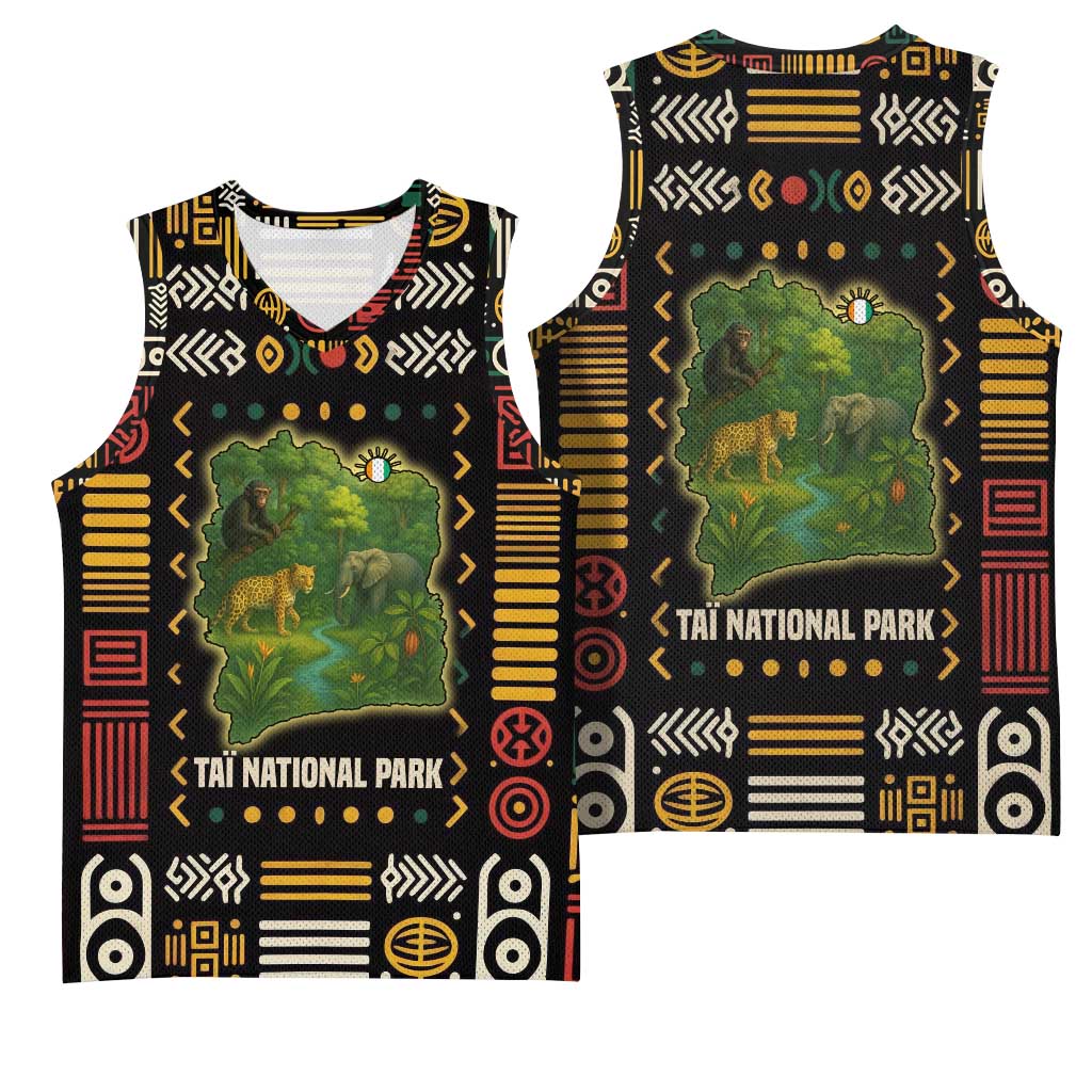 Ivory Coast Basketball Jersey Tai National Park Wildlife Map TS04