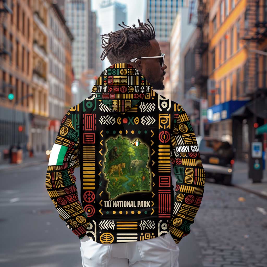 Ivory Coast Hoodie Tai National Park Wildlife Map - African Pride