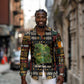 Ivory Coast Long Sleeve Button Shirt Tai National Park Wildlife Map - African Pride