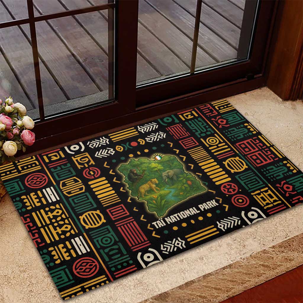 Ivory Coast Rubber Doormat Tai National Park Wildlife Map - African Pride