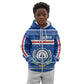 Cape Verde Christmas Kid Hoodie Blue Festive Pattern Sailing Santa and National Emblem Motif - African Pride