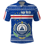 Cape Verde Christmas Polo Shirt Blue Festive Pattern Sailing Santa and National Emblem Motif - African Pride