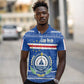 Cape Verde Christmas Polo Shirt Blue Festive Pattern Sailing Santa and National Emblem Motif - African Pride