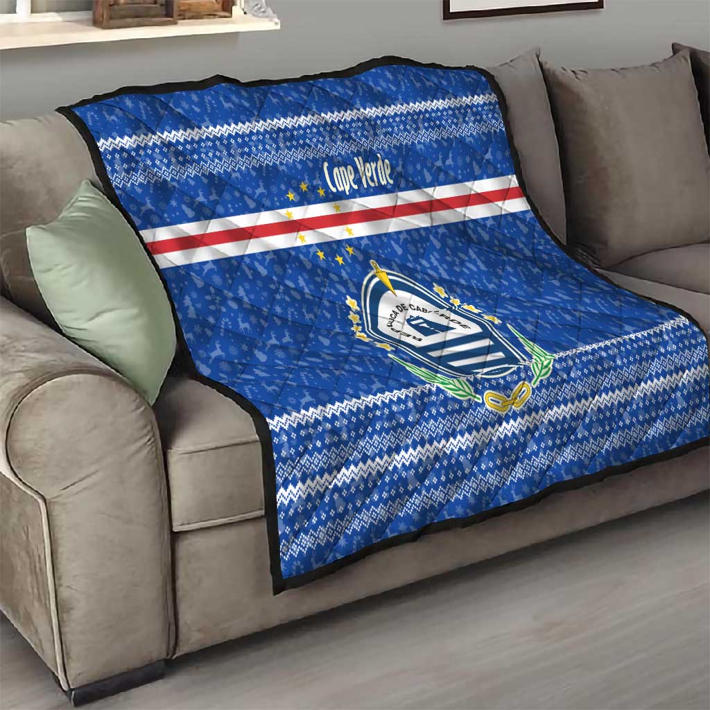 Cape Verde Christmas Quilt Blue Festive Pattern Sailing Santa and National Emblem Motif - African Pride