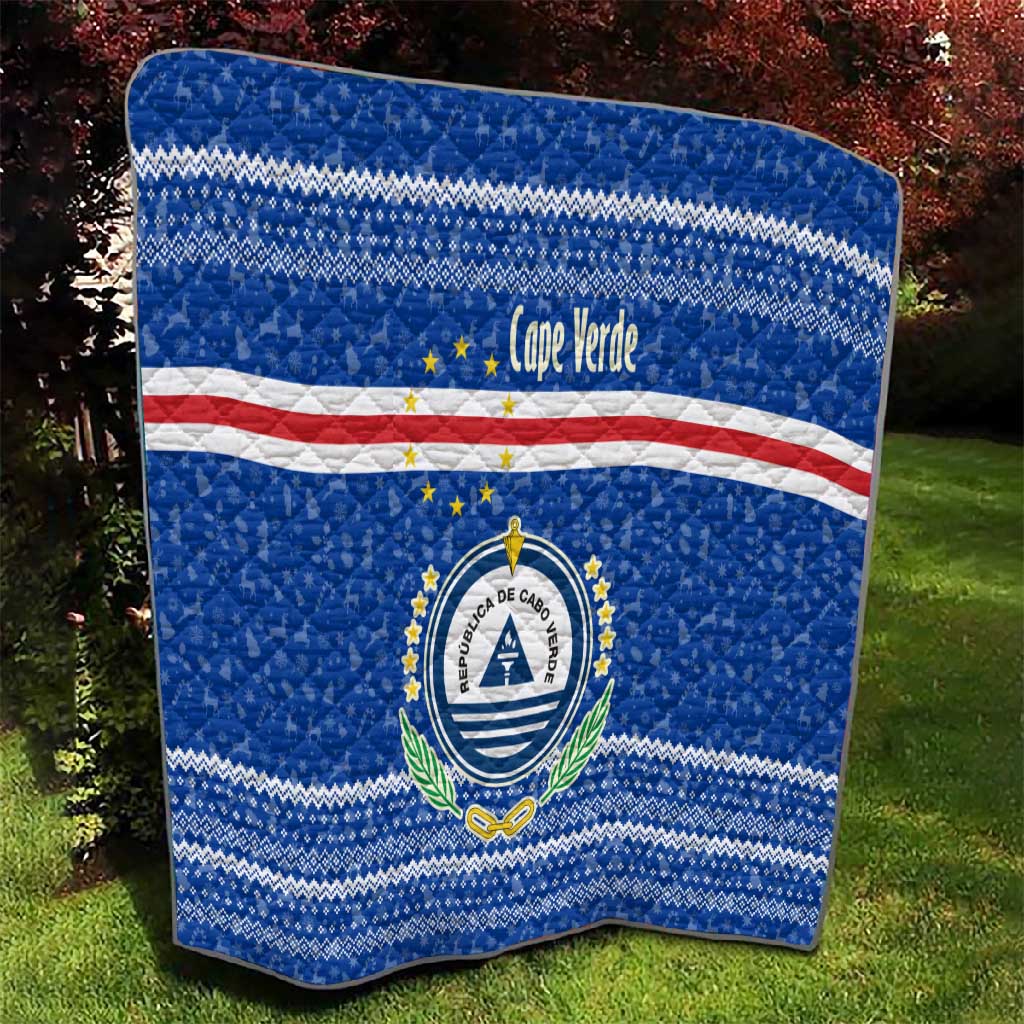 Cape Verde Christmas Quilt Blue Festive Pattern Sailing Santa and National Emblem Motif - African Pride