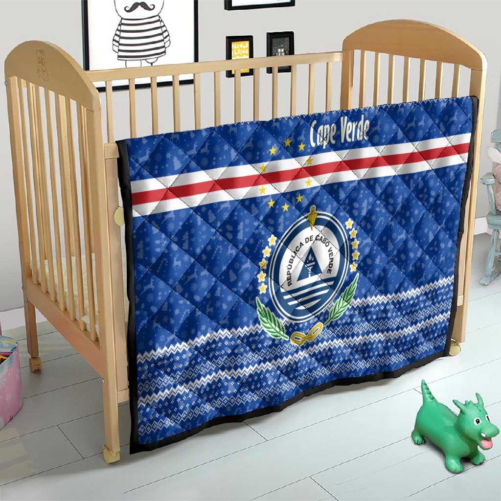 Cape Verde Christmas Quilt Blue Festive Pattern Sailing Santa and National Emblem Motif - African Pride