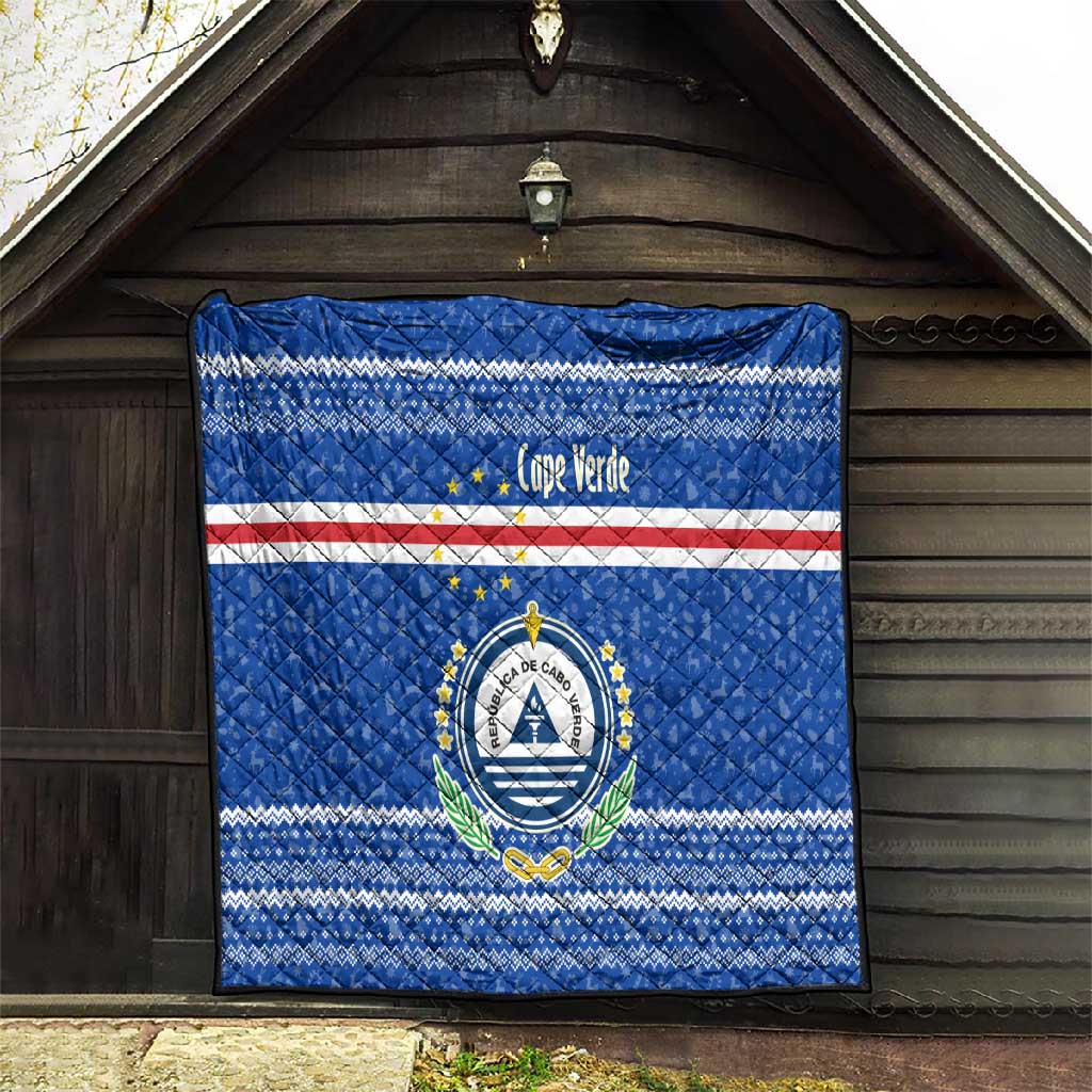 Cape Verde Christmas Quilt Blue Festive Pattern Sailing Santa and National Emblem Motif - African Pride