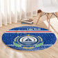Cape Verde Christmas Round Carpet Blue Festive Pattern Sailing Santa and National Emblem Motif - African Pride