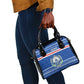 Cape Verde Christmas Shoulder Handbag Blue Festive Pattern Sailing Santa and National Emblem Motif - African Pride