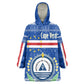 Cape Verde Christmas Wearable Blanket Hoodie Blue Festive Pattern Sailing Santa and National Emblem Motif - African Pride