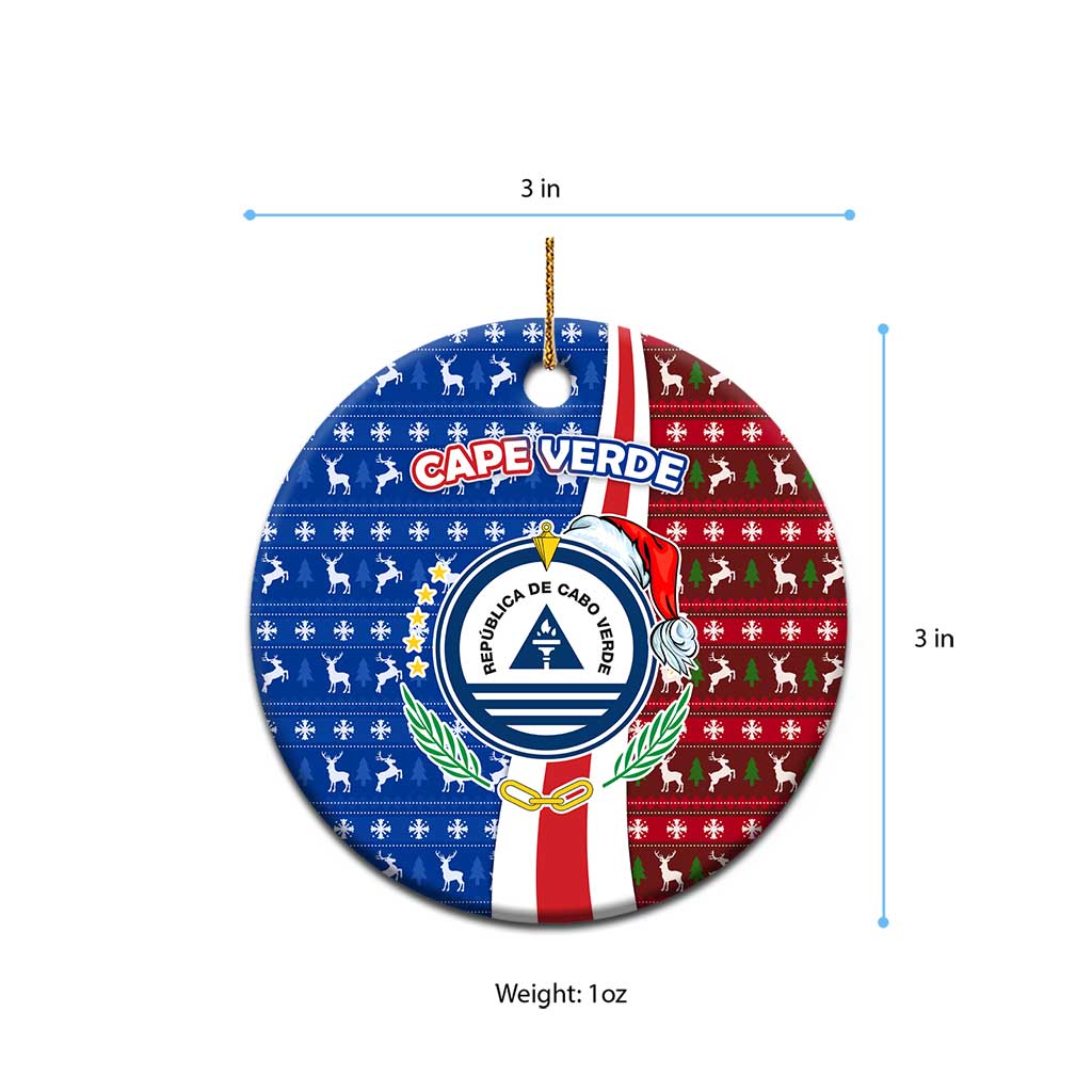 Cape Verde Christmas Ceramic Ornament Festive Pattern Christmas Tree and National Emblem Motif - African Pride