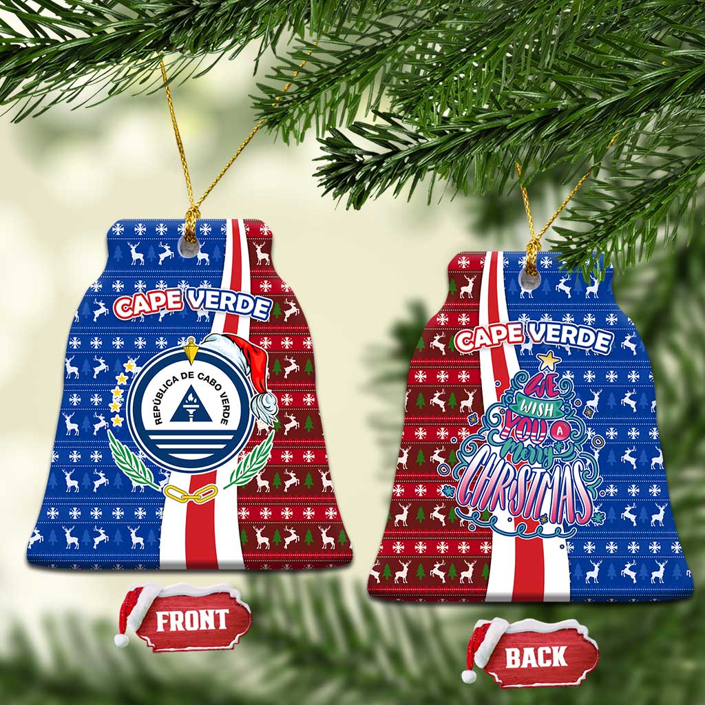 Cape Verde Christmas Ceramic Ornament Festive Pattern Christmas Tree and National Emblem Motif - African Pride