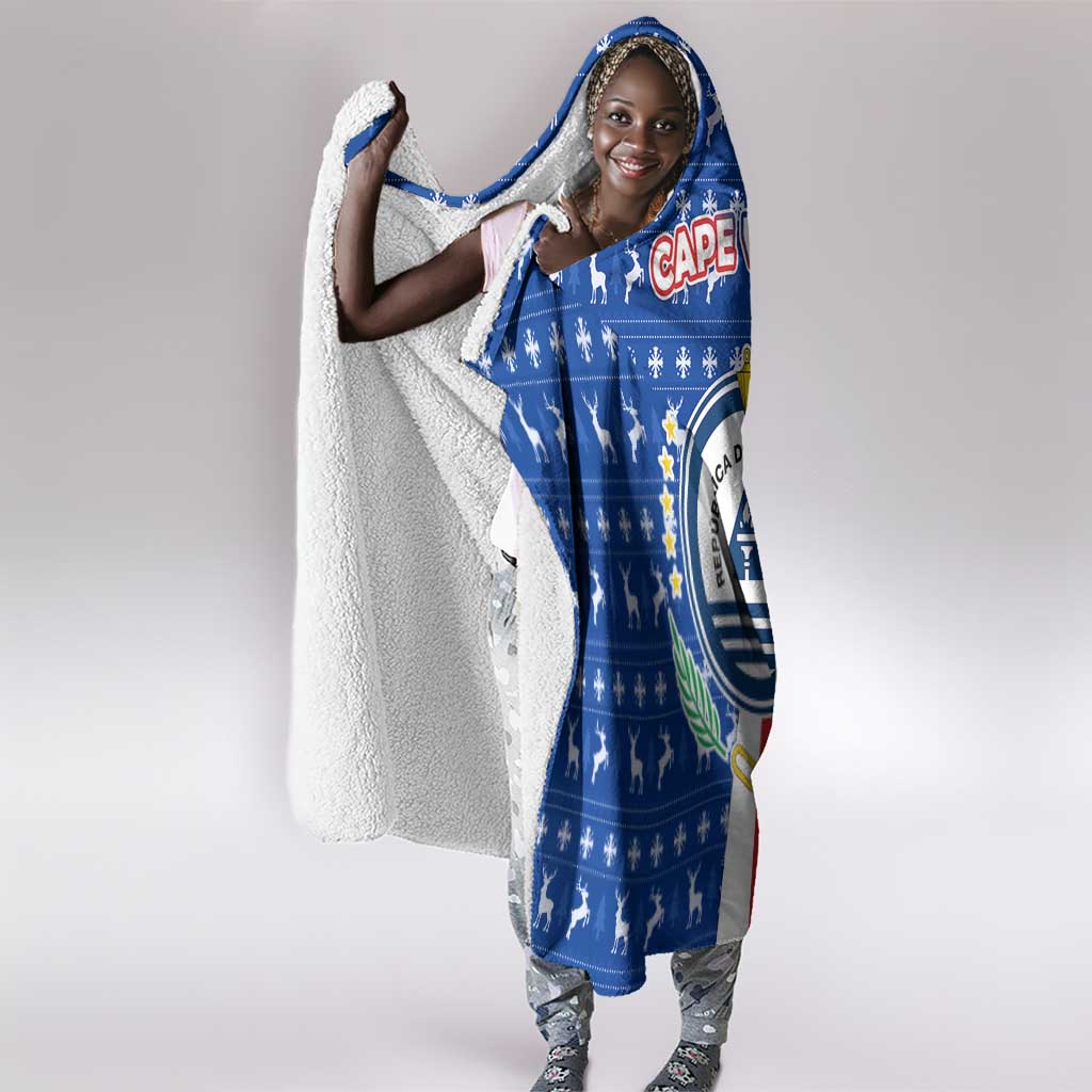 Cape Verde Christmas Hooded Blanket Festive Pattern Christmas Tree and National Emblem Motif - African Pride