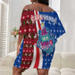 Cape Verde Christmas Off Shoulder Short Dress Festive Pattern Christmas Tree and National Emblem Motif - African Pride