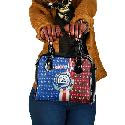 Cape Verde Christmas Shoulder Handbag Festive Pattern Christmas Tree and National Emblem Motif - African Pride