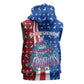 Cape Verde Christmas Sleeveless Zip Hoodie Festive Pattern Christmas Tree and National Emblem Motif - African Pride