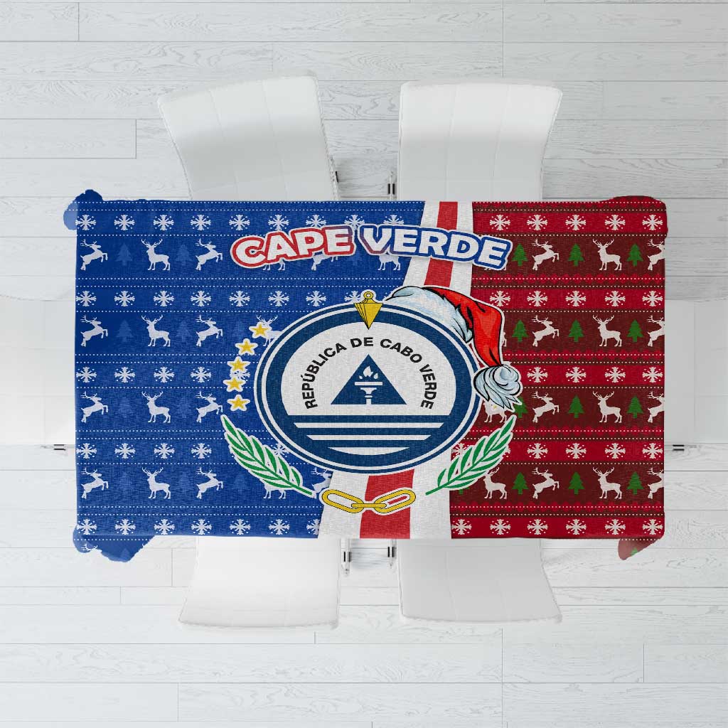 Cape Verde Christmas Tablecloth Festive Pattern Christmas Tree and National Emblem Motif - African Pride