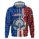 Cape Verde Christmas Zip Hoodie Festive Pattern Christmas Tree and National Emblem Motif - African Pride