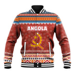 Angola Christmas Baseball Jacket Snowflake Pattern Tribal Santa Claus Motif - African Pride