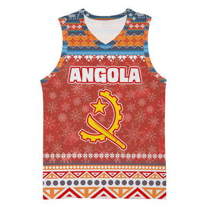 Angola Christmas Basketball Jersey Snowflake Pattern Tribal Santa Claus Motif TS04
