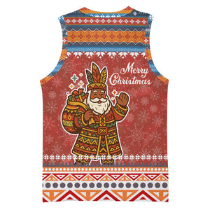 Angola Christmas Basketball Jersey Snowflake Pattern Tribal Santa Claus Motif TS04
