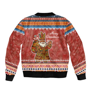 Angola Christmas Bomber Jacket Snowflake Pattern Tribal Santa Claus Motif - African Pride